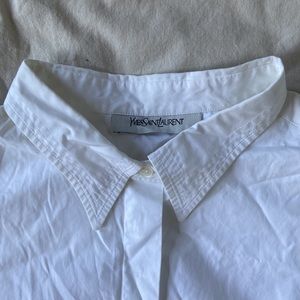 Vintage Yves Saint Laurent Cotton Poplin Button Down Shirt with Flutter Sleeve